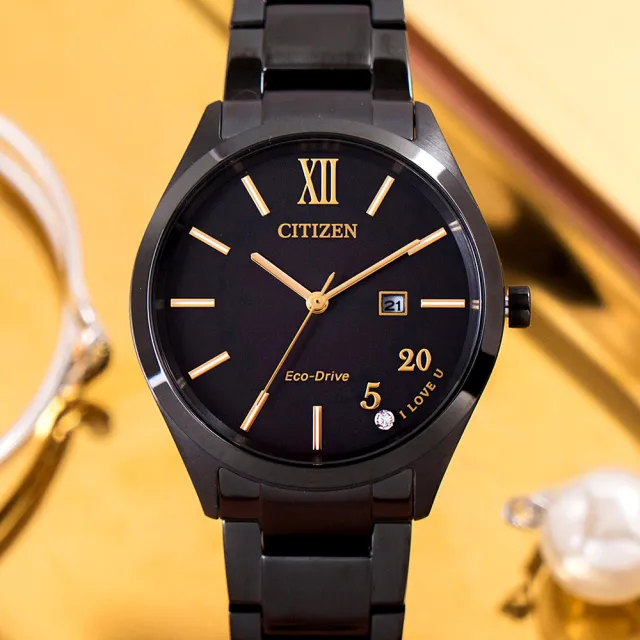 Citizen 星辰 浪漫限定愛戀5光動能不鏽鋼女錶 黑x金針 Ew2457 85e Momo購物網