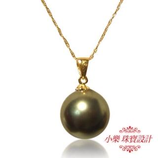 【小樂珠寶】孔雀綠珠14k金585頂級3A南洋深海貝珍珠項鍊(585純14K金墜頭配頂級合金鍊子)