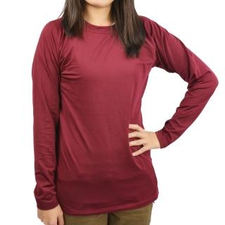 【Warm Power】吸濕發熱內刷毛保暖內衣.衛生衣.發熱衣 女圓領衫(酒紅色)
