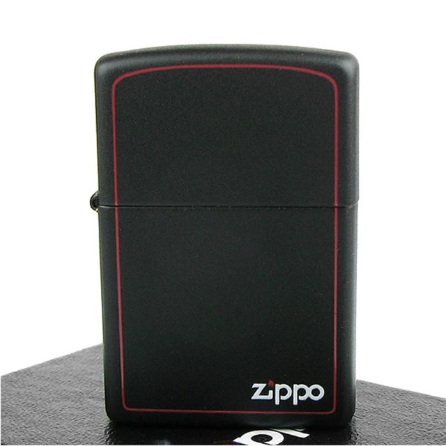 【ZIPPO】美系-LOGO字樣打火機-紅邊黑色烤漆-寬版