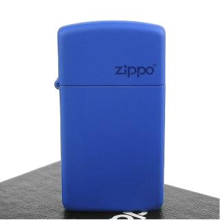 【ZIPPO】美系-LOGO字樣打火機-Royal Blue Matte寶藍烤漆(窄版)