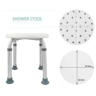 【舞動創意】輕量化鋁質可昇降浴室防滑洗澡椅(時尚白)