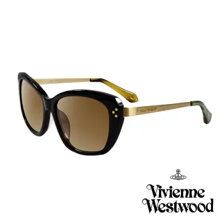 【Vivienne Westwood 英國 太陽眼鏡】經典LOGO金邊太陽眼鏡(VW88302_金綠)