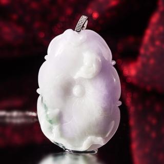 金玉滿堂-天然A貨春帶彩翡翠荷葉錦鯉