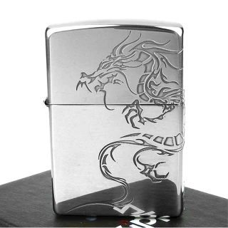 【ZIPPO】日系-Dragon-民族風龍圖騰-兩面連續加工打火機(銀燻黑款)