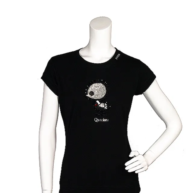 【PINKO】俏皮串珠繡縫可愛小雞造型短袖T shirt(M-黑色11D0UZ nero limousin)