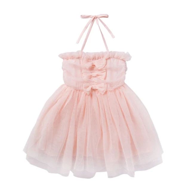 【baby童衣】任選 洋裝 蕾絲綁帶露背連衣裙 42153(淡粉)