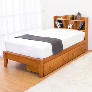 【BODEN】克查3.5尺實木書架單人床架-抽屜型