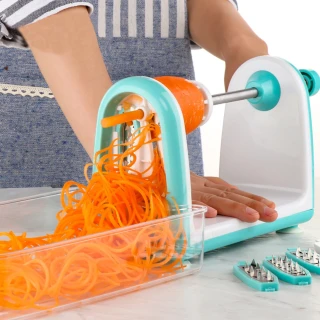 【PUSH!】廚房用品 防切手多功能可換刀片螺旋式刨絲器切絲切片切菜器(D103)