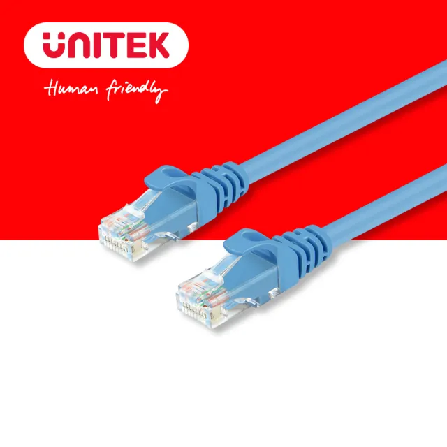 【UNITEK】24K鍍金頭CAT6網路線15M藍色(Y-C814ABL)