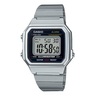 【CASIO 卡西歐】電子男錶 不鏽鋼錶帶 銀x黑 防水 全自動日曆(B650WD-1A)