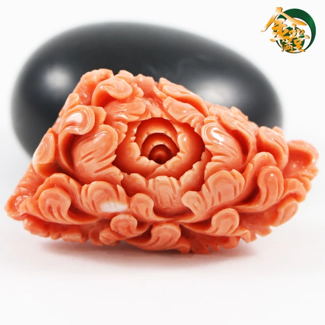【金玉滿堂】花開富貴天然MOMO紅珊瑚雕件(小)