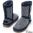 【Deluxe】綿羊皮滿版水鑽造型舒適毛短靴(黑★藍★粉)