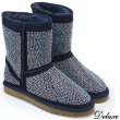 【Deluxe】綿羊皮滿版水鑽造型舒適毛短靴(黑★藍★粉)