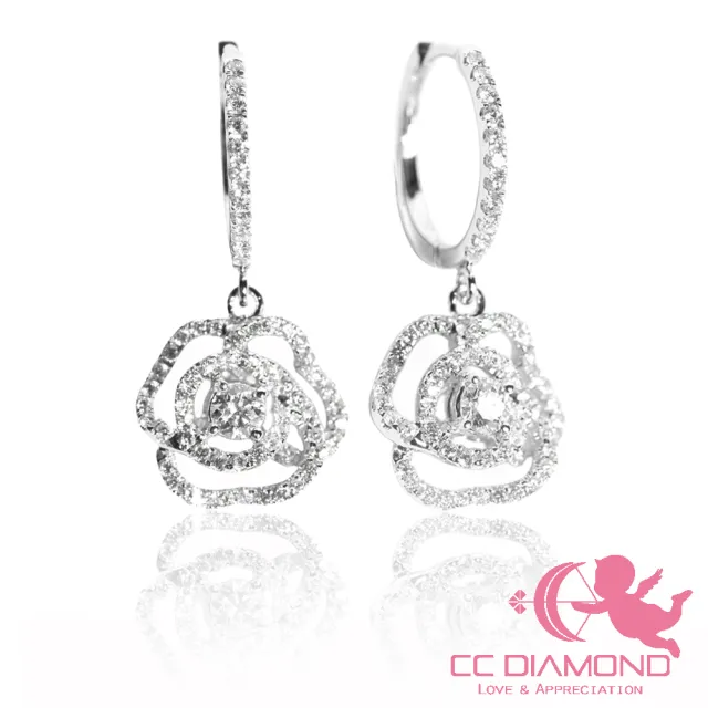 【CC Diamond】D color VS1 山茶花鑽石耳環 獨家設計款(原來可以這么美！)