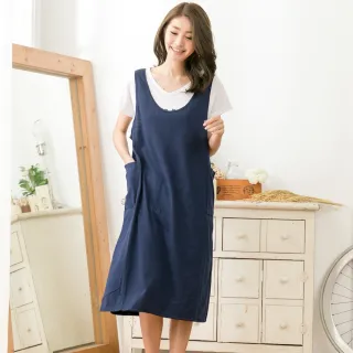 【衣心衣意中大尺碼】素面休閒口袋顯瘦背心裙(藍色ZD3A3270)