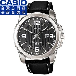 【CASIO 卡西歐】卡西歐簡約石英男皮帶錶-灰黑(MTP-1314L-8A 公司貨全配盒裝)