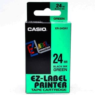 【CASIO 卡西歐】標籤機專用色帶-24mm綠底黑字(XR-24GN1)