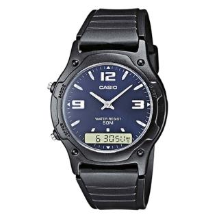 【CASIO】酷炫黑金雙顯腕錶(AW-49HE-2A)