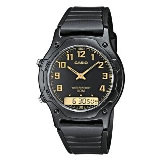 【CASIO】經典黑金雙顯指針錶(AW-49H-1B)