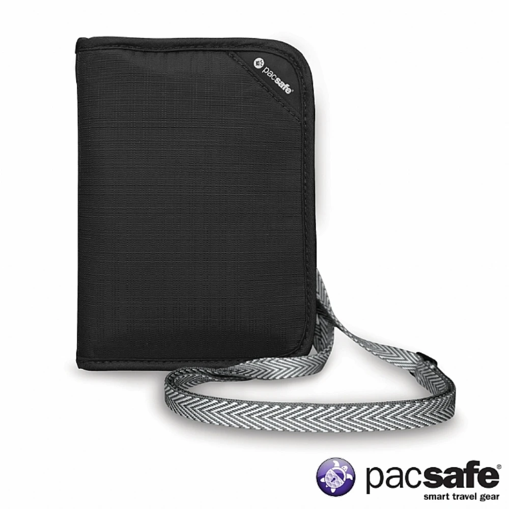 RFIDSAFE V150 防盜頸掛式護照皮夾(黑色)