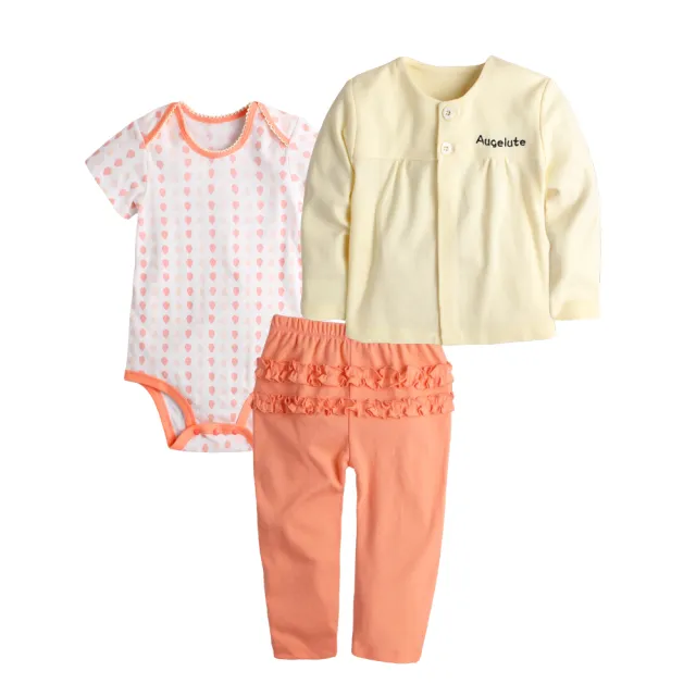 【Baby童衣】任選 純棉居家服寶寶套裝3件組 80043(橘色套裝組)