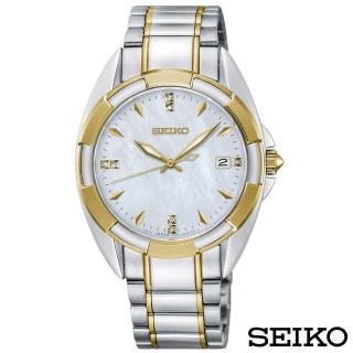 【SEIKO 精工】奢華晶鑽白蝶貝藍寶石夜光石英女錶(SKK886P1)