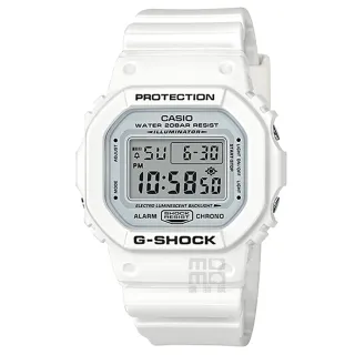 【CASIO 卡西歐】卡西歐G-SHOCK鬧鈴電子錶-白(DW-5600MW-7)