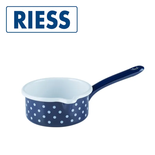 【奧地利RIESS瑞斯】藍色頗爾卡圓點單把琺瑯湯鍋