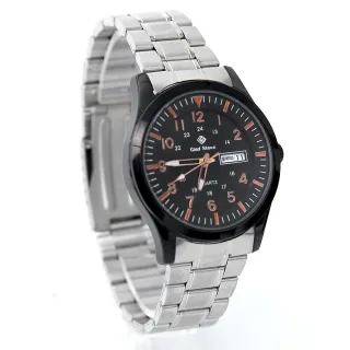 【玖飾時尚】搭載SEIKO機芯銀帶黑框黑面錶(手錶)