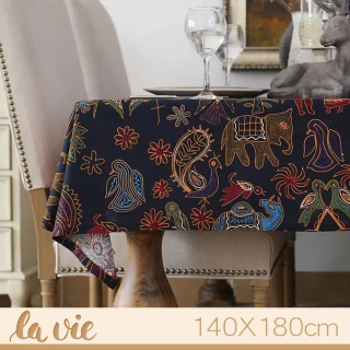 【La Vie】民族風大象棉麻桌布瑪雅個性桌布(140X180cm)