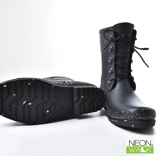 【Neon Walk 尼沃】雪花馬丁中筒-黑色(雨鞋 雨靴 長筒雨靴 中筒靴 高筒靴 neonwalk)