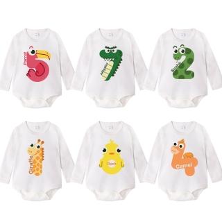 【Baby 童衣】長袖包屁衣 獨家設計 動物數字爬衣 66348(共9色)