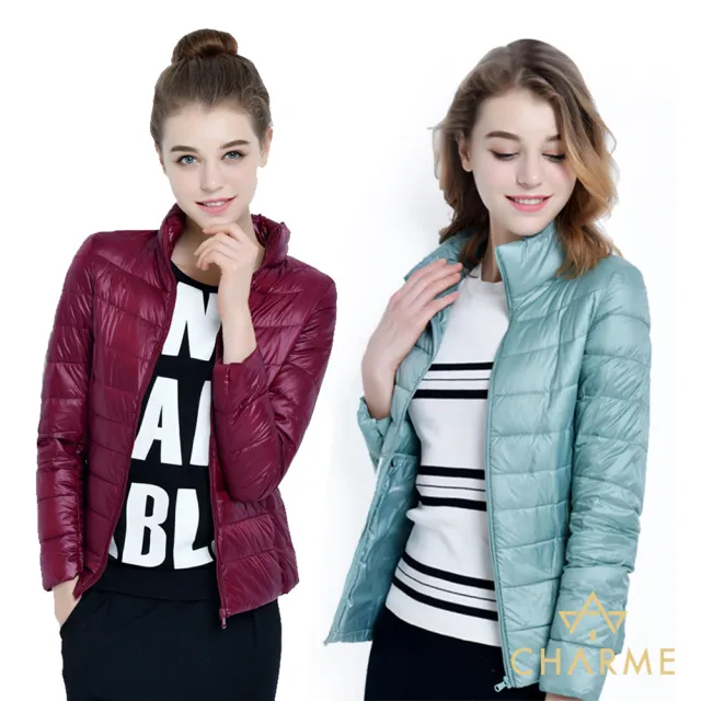 【charme】超輕薄保暖抗寒90%白鴨絨女羽絨外套(共六色)