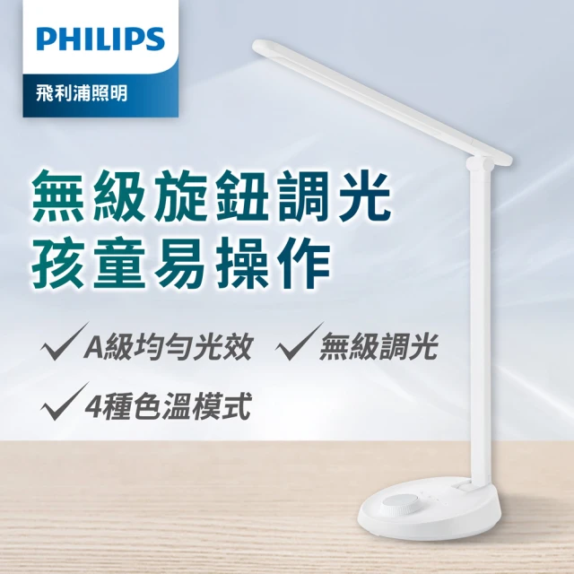 【Philips 飛利浦】朗恒 LED護眼檯燈66048-白色(PD013)