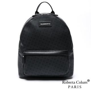 【Roberta Colum】型男首選雅痞深黑頭層牛皮後揹包