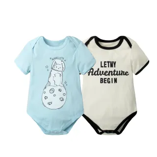 【Baby童衣】任選 嬰兒短袖連身包屁衣 2件組 42111(月球兩件組)