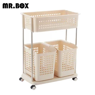【Mr.box】熱銷洗衣分類收納籃-附輪(雙層)