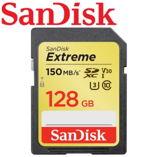 【SanDisk 晟碟】128GB 150MB/s Extreme SDXC SD UHS-I V30 U3 記憶卡(平輸)