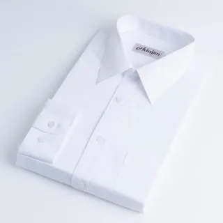 【CHINJUN】防皺襯衫長袖、素色白、編號：8001(男性 商務 襯衫 好穿 舒適)