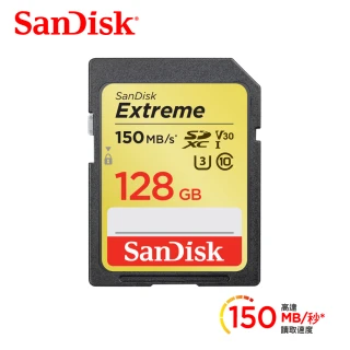 【SanDisk 晟碟】Extreme 128G SDXC UHS-I記憶卡 讀150MB 寫70MB(公司貨)