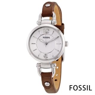 【FOSSIL】中性靈巧銀框皮革女錶-26mm(ES3861)
