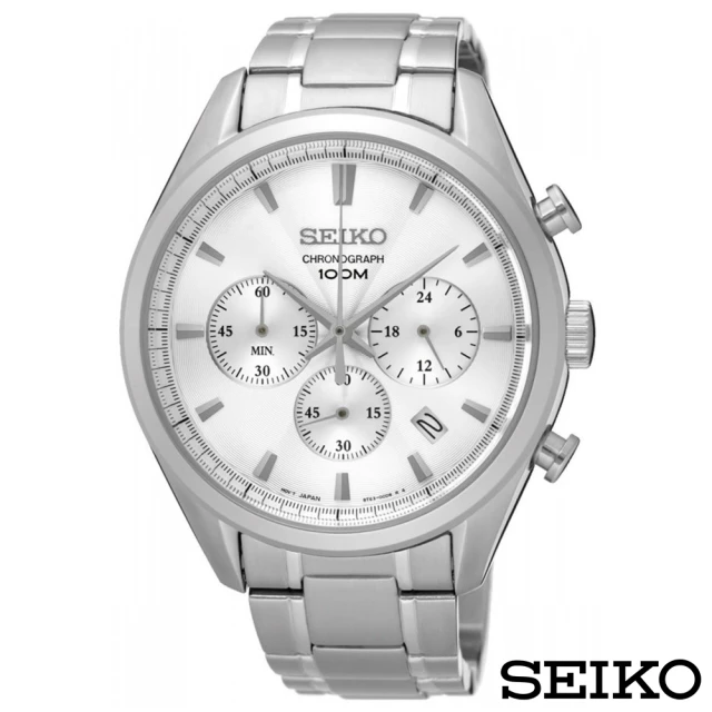 【SEIKO 精工】城市精英三眼計時石英腕錶(SSB221P1)