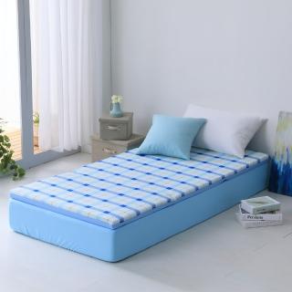 【LAMINA】經典格紋透氣床墊5cm-藍(單人)