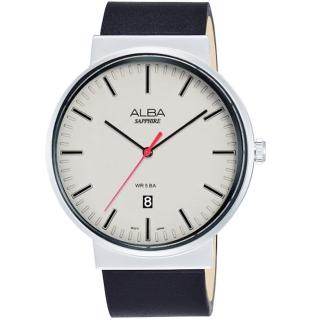 【ALBA】ALBA 雅柏簡約時尚皮腕銀-灰面(VJ42-X269Z/AS9H45X1)