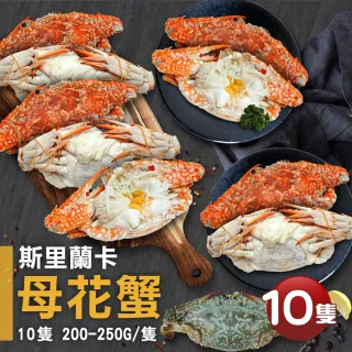 【優鮮配】斯里蘭卡生凍母花蟹10隻(200-250g/隻)