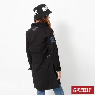 【5th STREET】女色布洋裝式長版外套-黑色