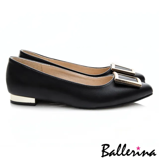 【Ballerina】華麗的挑戰 • 時尚大方釦金屬飾跟鞋(黑)