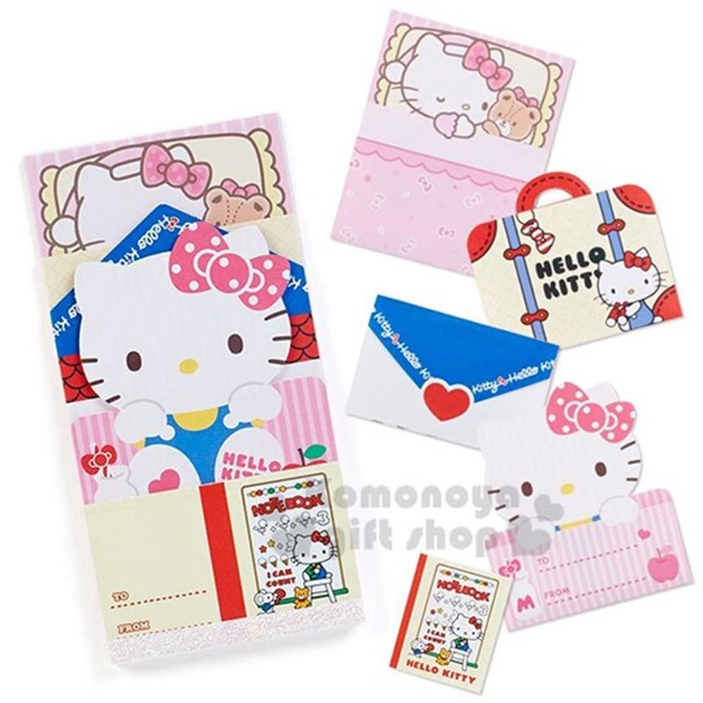 〔小禮堂〕Hello Kitty 日製造型留言卡組《紅白.大臉》留言紙.便條紙.信紙