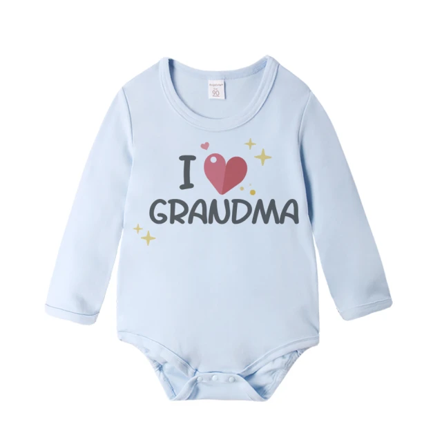 【Baby童衣】任選 英文印花 藍色長袖包屁衣 66331(I love grandma)